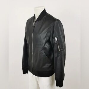COACH $800 New Leather Small Men’s Bomber Jacket Black S Camo Zipper Motorcycle